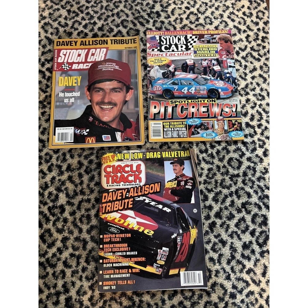(3) 1993-94 NASCAR Magazines Davey Allison Tribute Stock Car Racing Circle Track